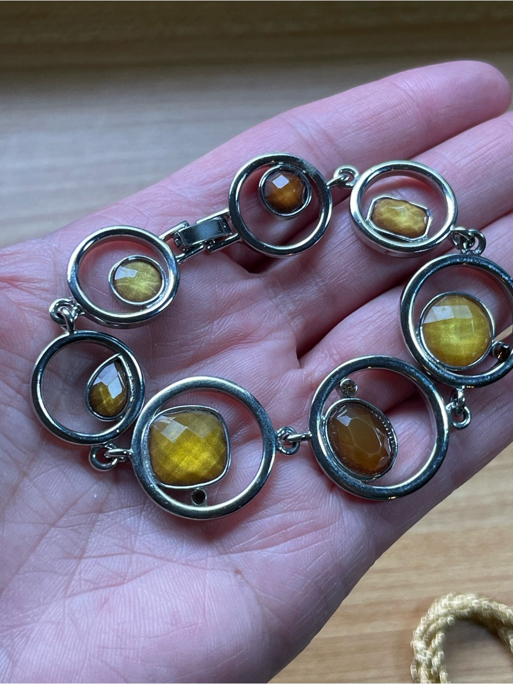 Lia Sophia Retired Alex Silver-tone Bracelet with Honey Yellow Faceted Stones